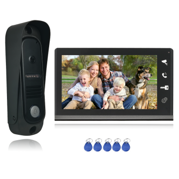 7 Inch HD Video Intercom System with Night Vision and RFID Unlock for Villa and Apartment
