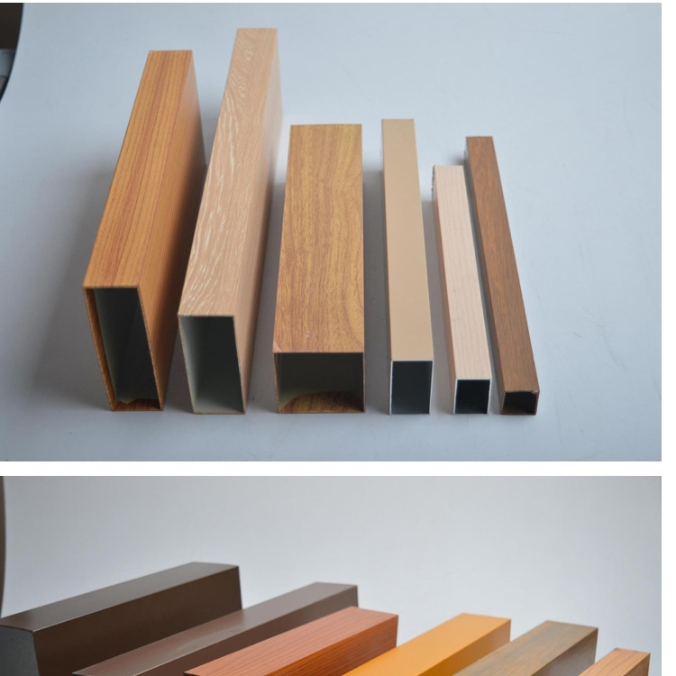 6063 T5 Powder Coating Wood Grain Aluminium Square Tube Profile For Furniture Decoration5