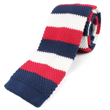 Colorful Silk Knitted Ties for Men - Stripe Pattern, 100% Silk, Fashionable Skinny Ties
