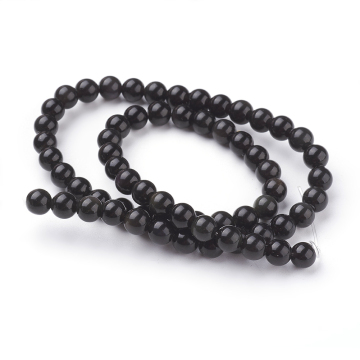Pandahall Black Obsidian Beads: 6mm Natural Grade AA Round Beads