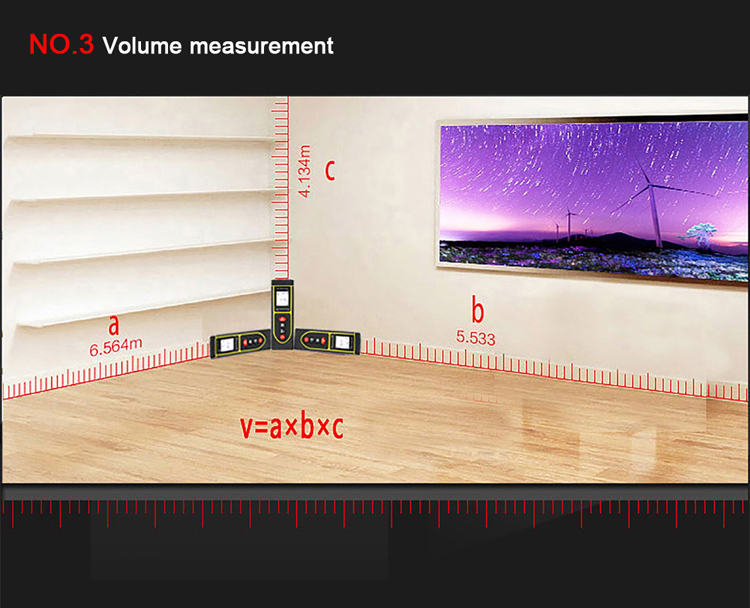 How to use 50m Indoor Laser Distance Measurer to measure volume 