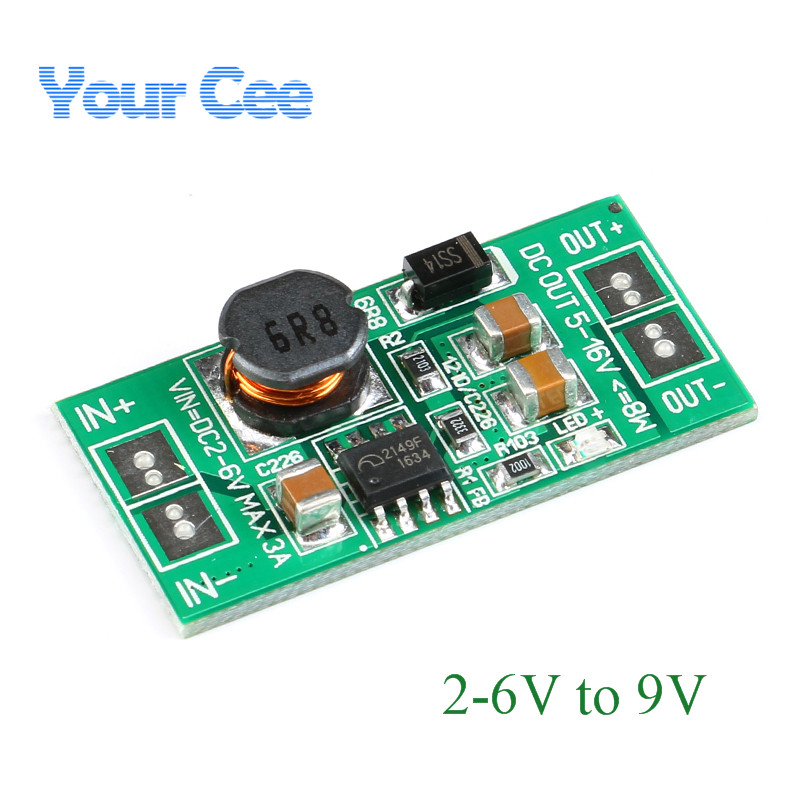 2pcs Boosting converter Power Supply Module Step Up Converter DC-DC Voltage Regulator Adjustable PCB Board 3.3V 3.7V 5V to 9V