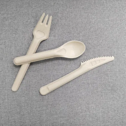 100% Compostable Sugar Cane Fiber Food Spoon Dinnerware
