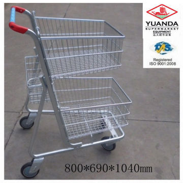 Two layers steel trolley basket