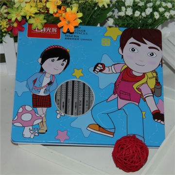 2014 new products wooden color pencil with end dip/ sliver printed color pencil /color pencil in tin box