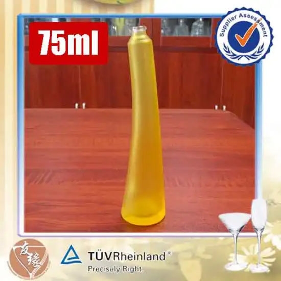 yellow color 75ml small fancy glass cosmetic bottle