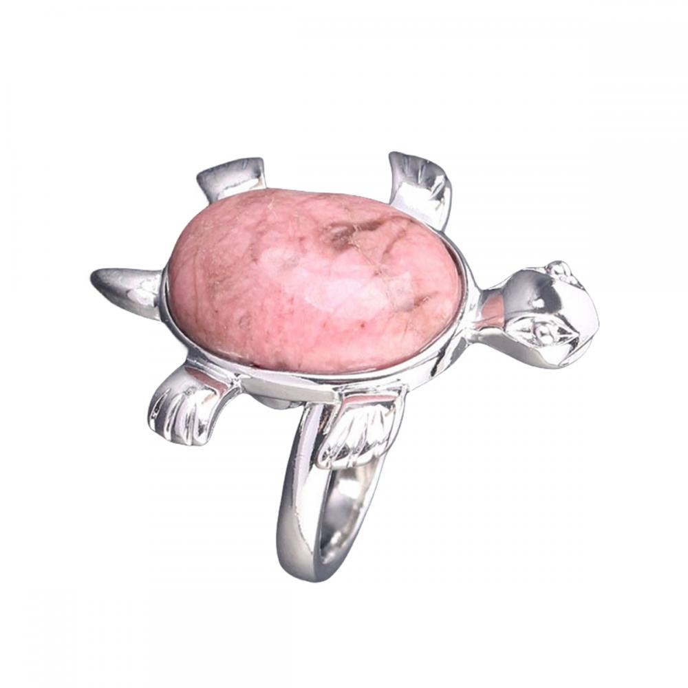 Натуральные камни черепахи кольца Gemstone Овальная форма см. Кольцо черепахи для мужчин Женщины хрустальный кварц регулируемый кольцо годовщина день рождения