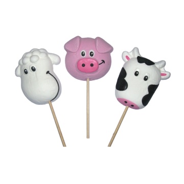 Hot sell handmade cow shape marshmallow lollipops candy