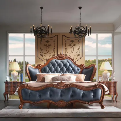 Purple Upholstered Princess Royal Crown Leather Bed