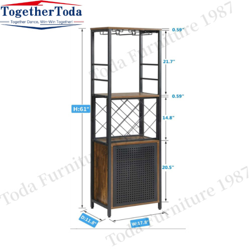 Vertical bar cabinet wine rack with adjustable partition