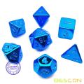 Bescon Juego de dados poliédricos con revestimiento en bruto sin pintar de azul brillante, Juego de dados RPG de 7