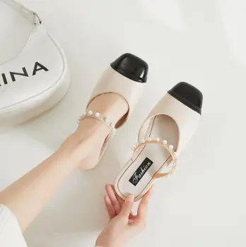 Brand Bright Women's Outdoor Slippers: Anti-Slip, Comfortable Design with Pearl Detailing