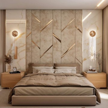 Moderno letto in pelle italiano moderna da 1,8 m con testiera grande