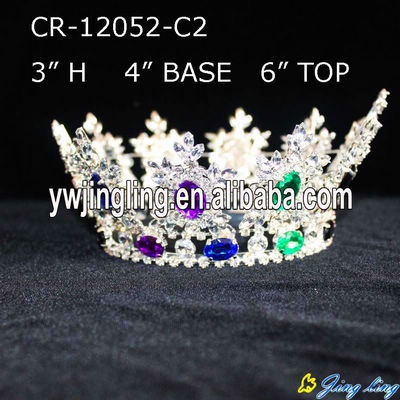 Silver Plated Rhinestone Full Round Pageant Crowns