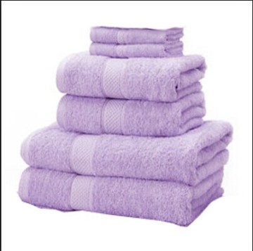 100 Cotton 32/2 Purple High Quality Satin Border Bath Towels