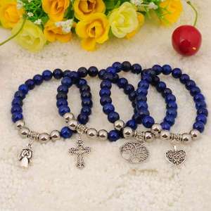 Natural Lapis Lazuli Bracelets Gemstone jewelry alloy pendants