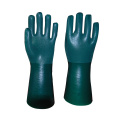 Green PVC coated gloves sandy finish 14inch