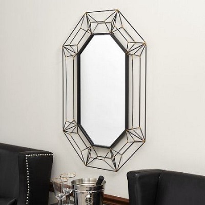 Large Metal Wire Frame Wall Mirror 3D Design