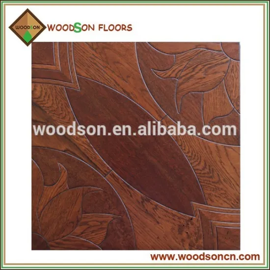 Commercial Artistic Oak And Sapele Flower Design Wood Flooring Tiles