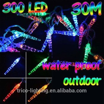 0m Colorful 300 icicle shaped LED Fancy Fairy Decoration String