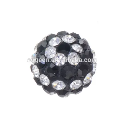 Handmade Kashmiri Fimo clay Round Bead With Rhinestone