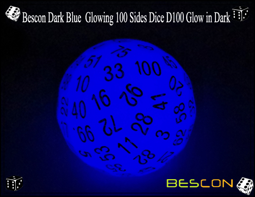 Bescon Dark Blue Glowing 100 Sides Dice D100 Glow in Dark-2