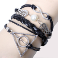 Dessins originaux Harry potter infini bracelet film bijoux ange ailes vintage triangle argent bracelet fait main en gros