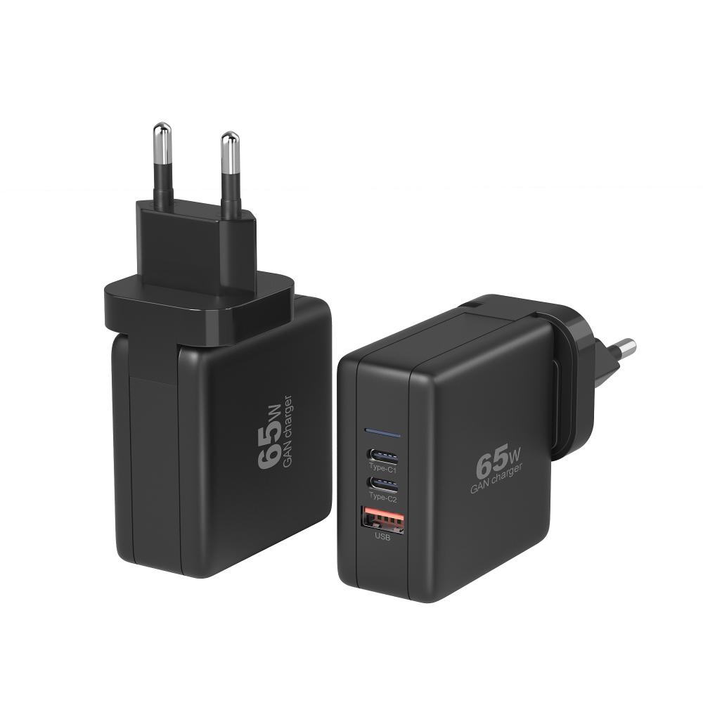 منتجات Electronics Gan Charger 65W 3 Port USB C Quick Charge 4.0 PD Charge Charge Charger