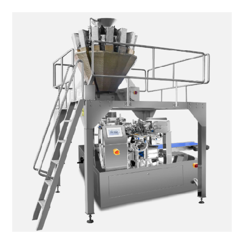 Rotary preform-bag packing machine with weigher