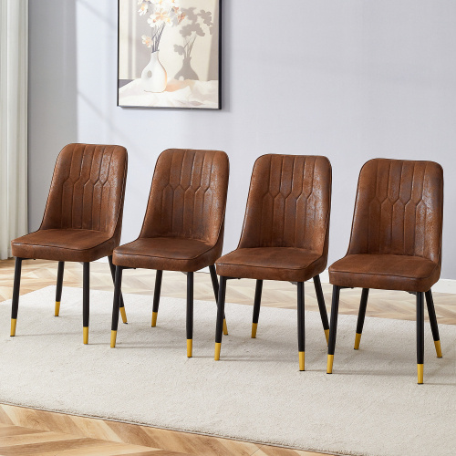 Brown Suede-like Velvet Dining Chair Set