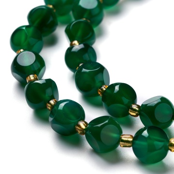 Pandahall Natural Green Achat Samen Perlen, gefärbte und erhitzte sechsseitige Würfel