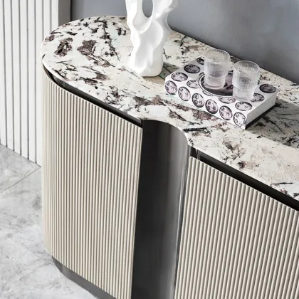 AOMISI CASA Modern Wooden Stainless Steel Sideboard Cabinet