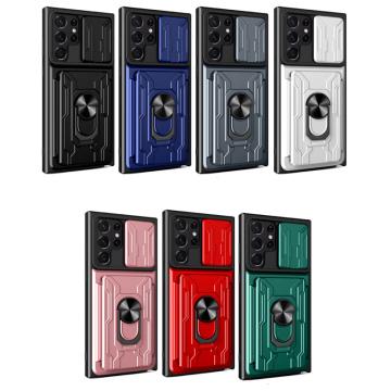 5-in-1 เคสโทรศัพท์หนักสำหรับ Samsung S24 Ultra-Armor Shockproof พร้อมที่วางการ์ดกล้องสไลด์