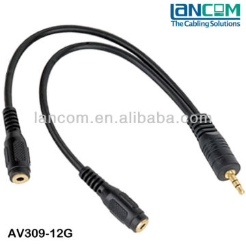 Lower Price Stereo Cable 3.5mm Male to 2x3.5mm Female,Gold Plated