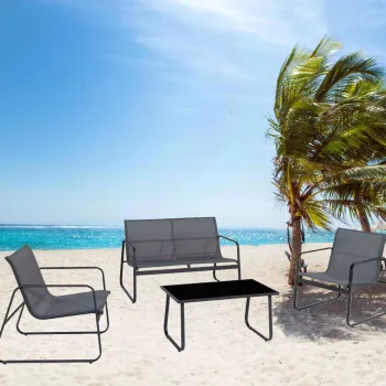 Modern Metal Garden Sofa Set - 4-Piece Teslin Patio Terrace Furniture