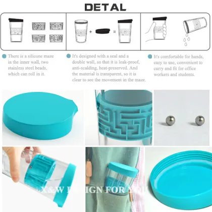 X&W Unique Design Tumbler Double Warm Maze Cup Bottled Water