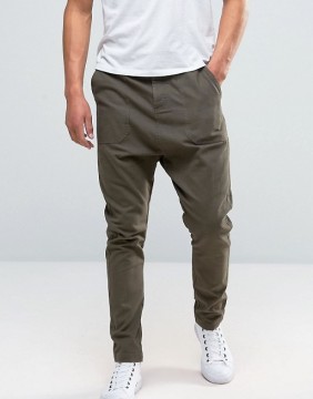 High Quality Custom Guangzhou Manufacturer OEM Drop Crotch Button Fly 100% Cotton Twill Breathable Khaki Men's Casual Pants