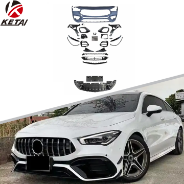 Accessoires automobiles CLA45 Style avant Lèvre arrière Diffuseur Jupe côté jupe Kit de carrosserie spoiler pour Benz W118 2019+