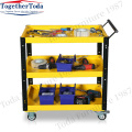 Three-layer multi-functional metal trolley for workshop