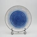 Lüks el boyalı stil mavi seramik yemek porselen yemek seti