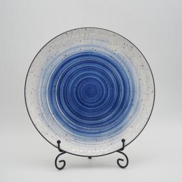 Luxus handgemalte Stil Blaues Keramik -Geschirr Porzellan Abendessen Set