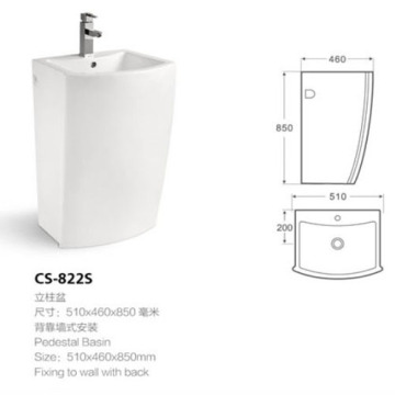 Hotel Washing Basin Floor Standing Pedestal Ceramic Basin