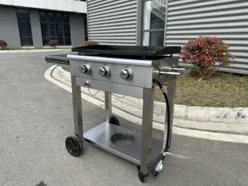 28inch 3 Burner Gas Griddle with Foldable Side Table and Handle