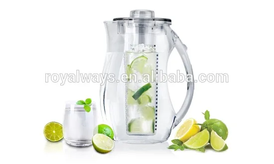 Popular Acrylic Pitcher with Interchangeable Fruit Infuser and Ice Cores