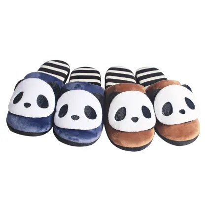 Cheap Soft Cute Panda Cartoon Character fuzzy slippers