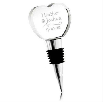 Love Heart Shape Glass Bomboniere Wedding Wine Bottle Stoppers for Favors