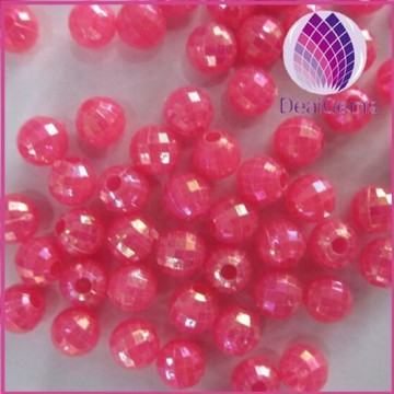 wholesale pink 6mm Bulk chunky acrylic faceted AB earth ball beads