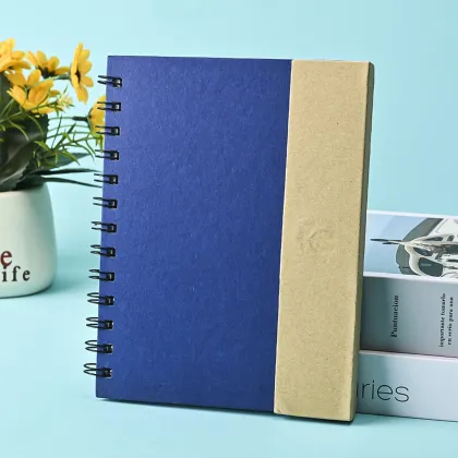 Custom Kraft Paper Hardcover Spiral Notebook with Page Marker and Sticky Notes