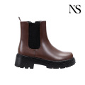 Botas Chelsea com plataforma retro castanha