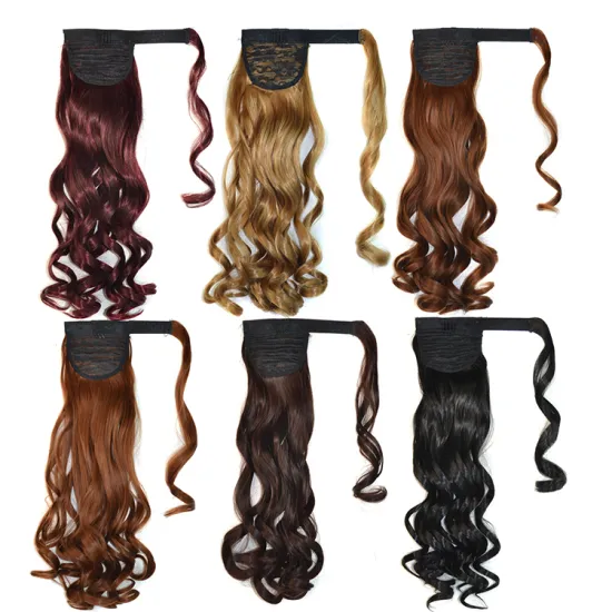 Long Wavy Wrap Around Clip In Ponytail Hair Extension Heat Resistant Synthetic Natural Wave Pony Tail Hair